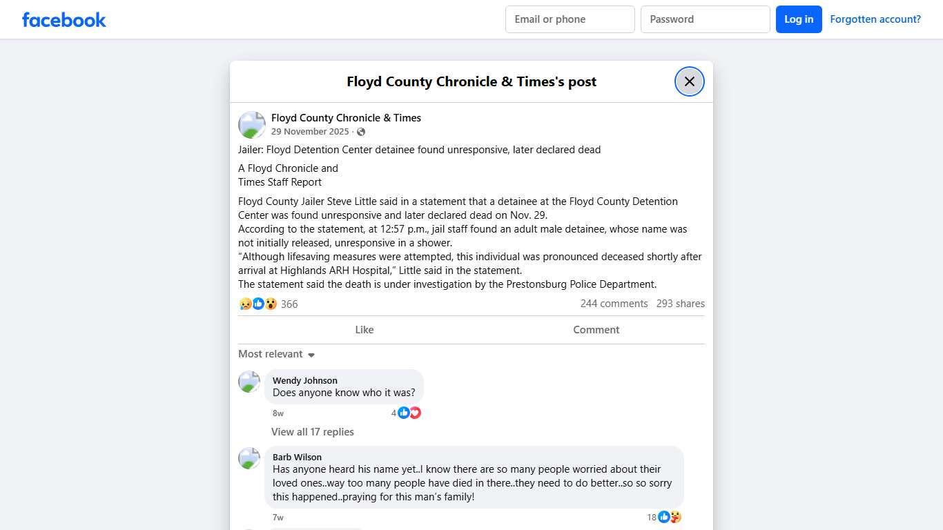 Jailer: Floyd Detention... - Floyd County Chronicle & Times Facebook